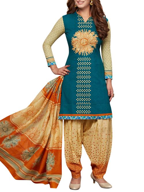 Printed unstitched salwar suit - 15493465 - Very Small Image - 1