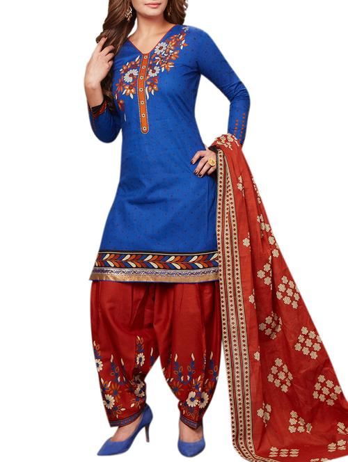 Printed unstitched salwar suit - 15493471 - Very Small Image - 1
