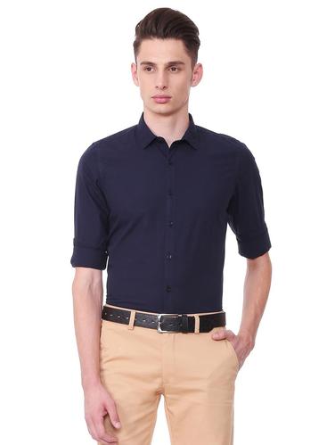 navy blue cotton casual shirt - 15493480 - Very Small Image - 1