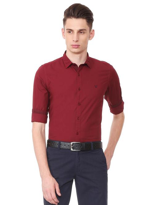 maroon cotton casual shirt - 15493485 - Very Small Image - 1