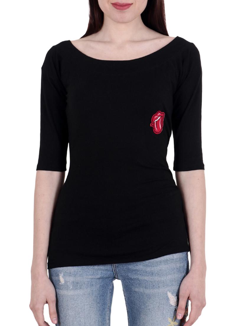 scoop neck raglan sleeved graphic patch top - 15493526 - Zoom Image - 1