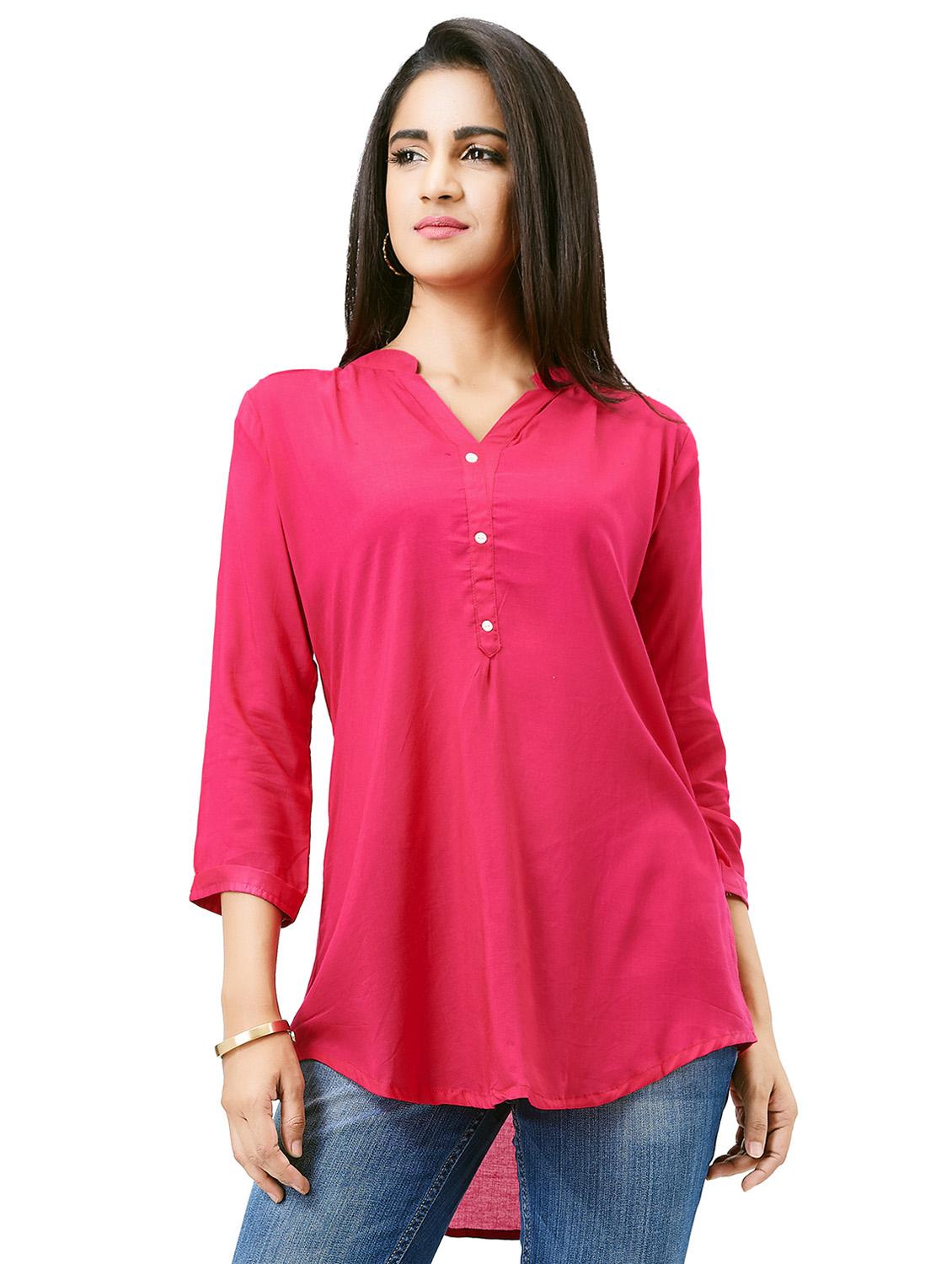 pink A-line solid kurti - 15493542 - Zoom Image - 1