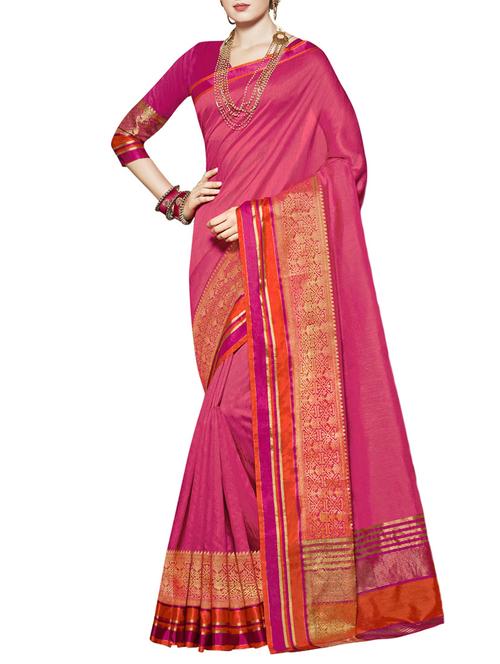 Zari bordered saree with blouse - 15493589 - Standard Image - 1
