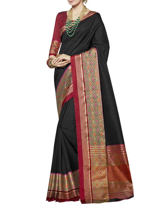 Zari bordered saree with blouse - 15493591 - Standard Image - 1