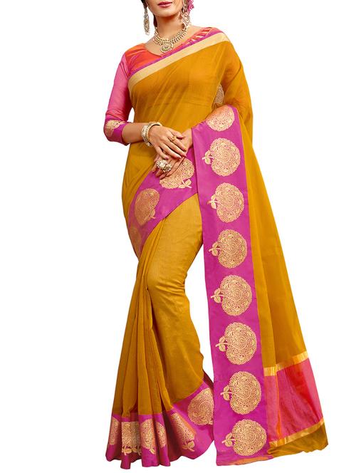 Contrast bordered kota doria saree with blouse - 15493613 - Standard Image - 1