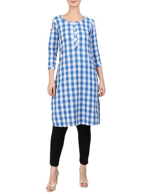 Checkered straight kurta - 15493752 - Standard Image - 1