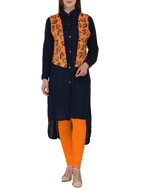 High low kurta with jacket - 15493770 - Very Small Image - 1