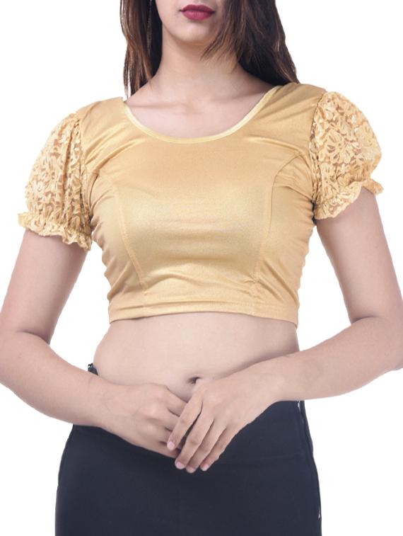 gold cotton solid blouse - 15494108 - Zoom Image - 1