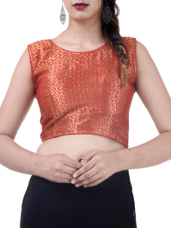 red silk brocade blouse - 15494120 - Zoom Image - 1