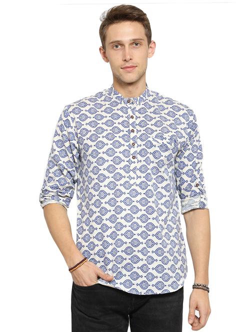blue cotton short kurta - 15494170 - Very Small Image - 1