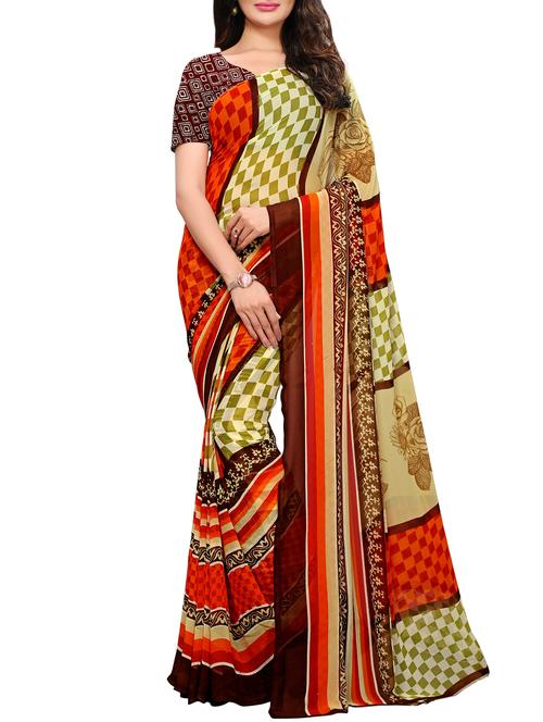 Geometrical printed saree with blouse - 15494188 - Standard Image - 1