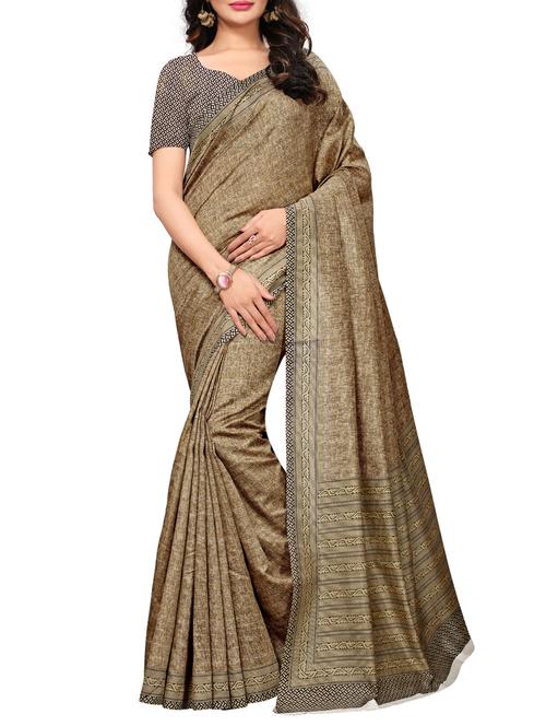 Contrast bordered saree with blouse - 15494225 - Standard Image - 1