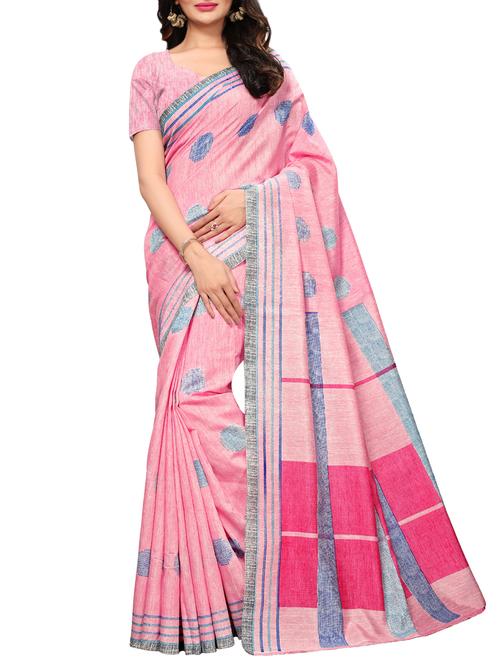 Polka dots printed saree with blouse - 15494228 - Standard Image - 1