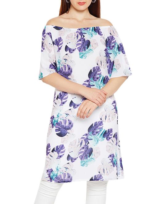 Off shoulder printed kurta - 15494255 - Standard Image - 1