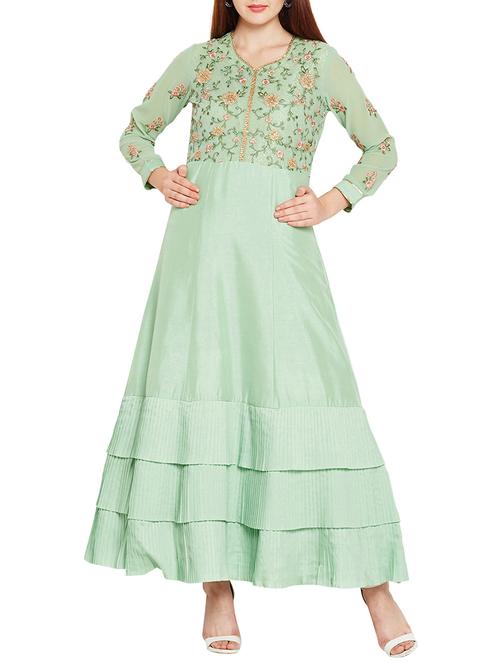 Embroidered layered hem kurta - 15494262 - Standard Image - 1