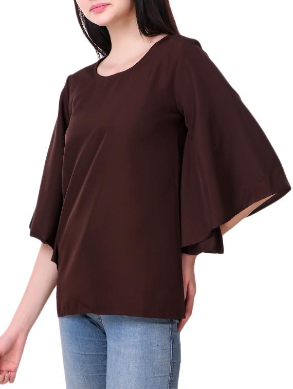 bell sleeved elasticated waist top - 15494300 - Zoom Image - 2