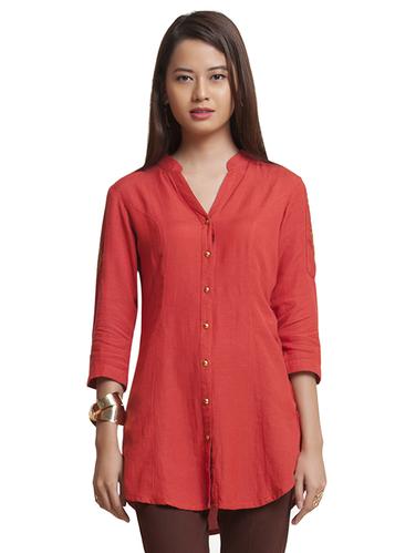 Red a-line kurti - 15494734 - Very Small Image - 1