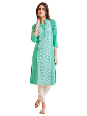 Straight printed panel kurta - 15494735 - Standard Image - 1