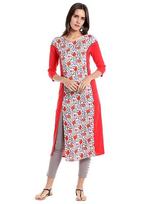 Straight slit printed kurta - 15494752 - Standard Image - 1
