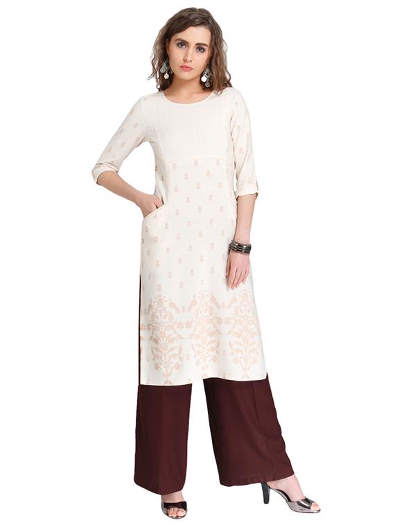 Straight printed kurta with pocket - 15494753 - Zoom Image - 1