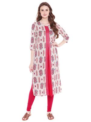 Straight panel print kurta - 15494755 - Standard Image - 1