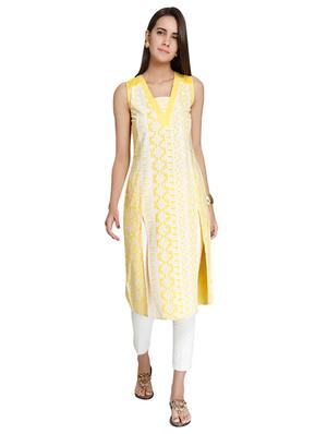 Embroidered double slit straight kurta - 15494768 - Standard Image - 1