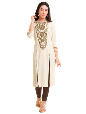 Embroidered double slit straight kurta - 15494770 - Standard Image - 1