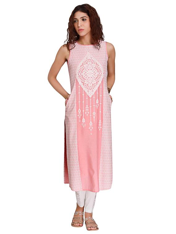 Straight embroidered kurta - 15494774 - Zoom Image - 1