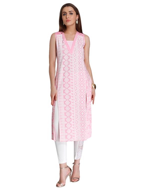 Embroidered double slit a-line kurta - 15494775 - Zoom Image - 1