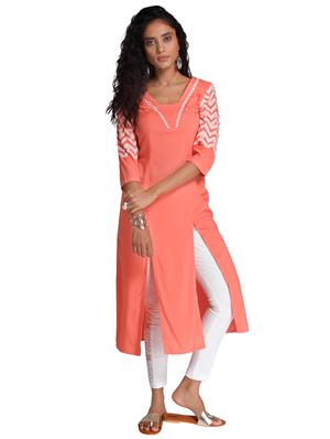 Straight double slit kurta - 15494784 - Standard Image - 1