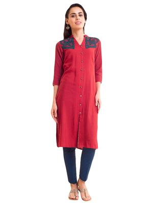 Embroidered straight kurta - 15494785 - Standard Image - 1
