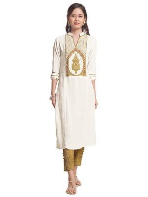Straight embroidered kurta - 15494793 - Standard Image - 1