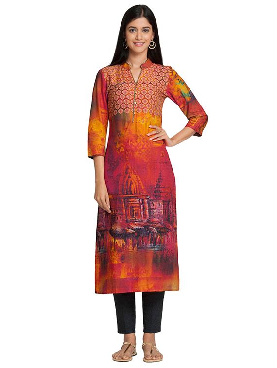 Straight digital print kurta - 15494797 - Zoom Image - 1