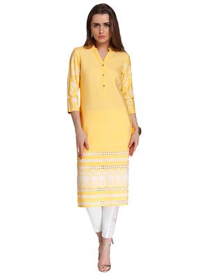 Straight schiffli kurta - 15494809 - Standard Image - 1