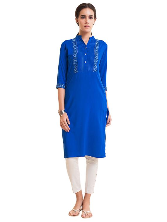 Straight pintucks kurta - 15494810 - Zoom Image - 1