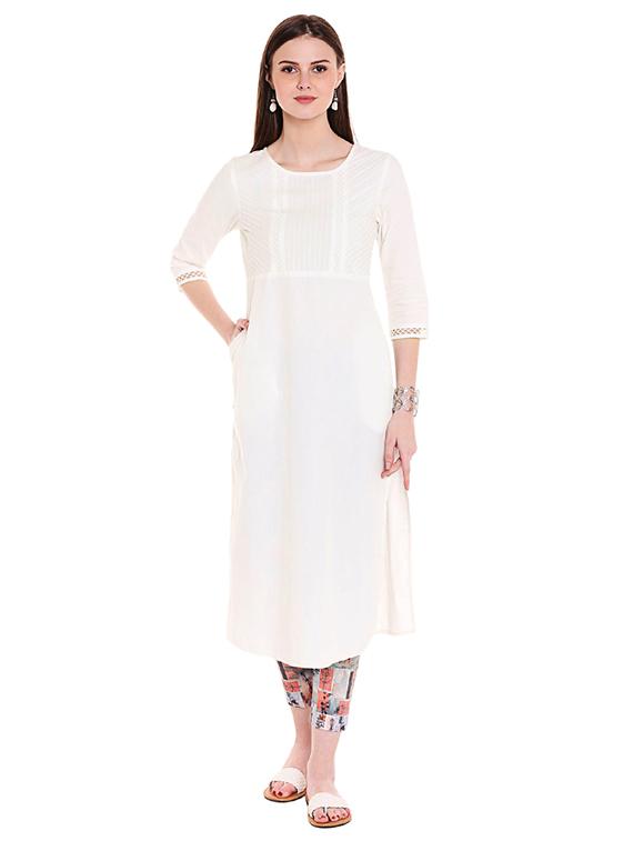 Straight pintucks kurta - 15494836 - Zoom Image - 1