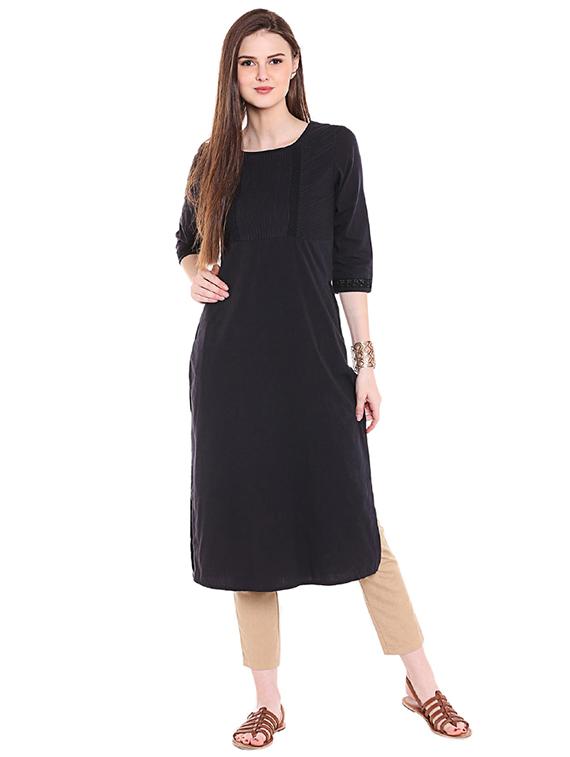 Straight pintucks kurta - 15494858 - Zoom Image - 1
