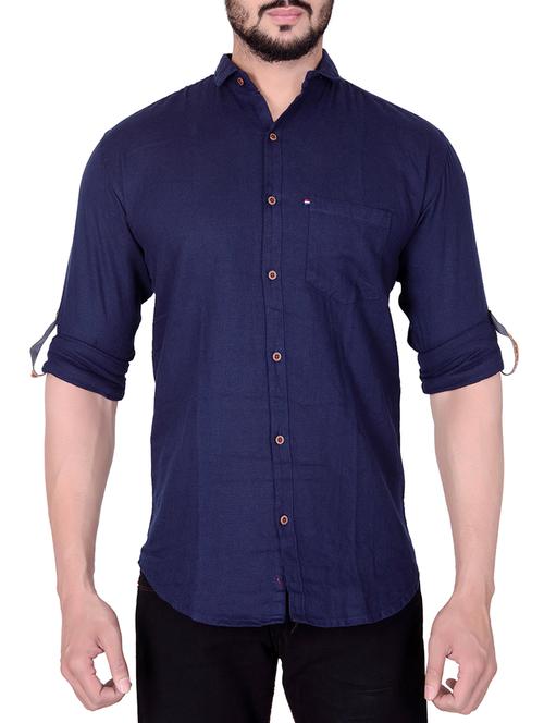 blue cotton casual shirt - 15495112 - Standard Image - 1