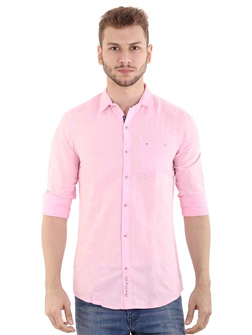 pink cotton casual shirt - 15495357 - Standard Image - 1