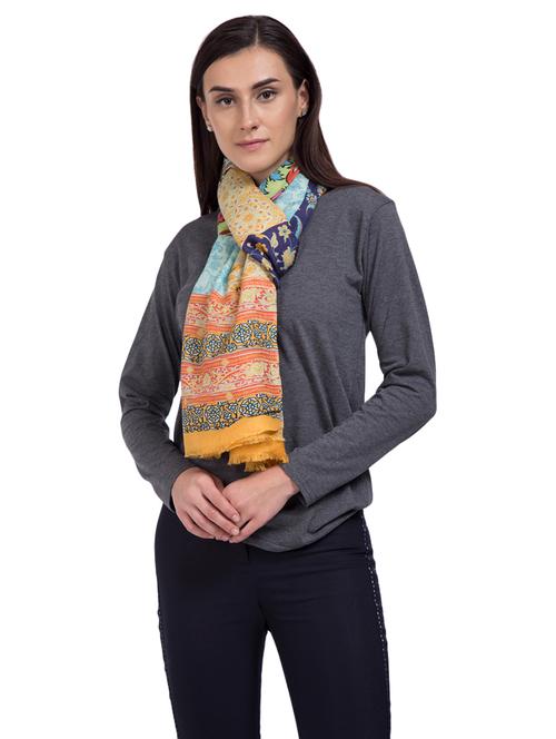 yellow printed wool stole - 15495407 - Standard Image - 1
