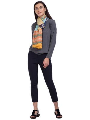 yellow printed wool stole - 15495407 - Standard Image - 2