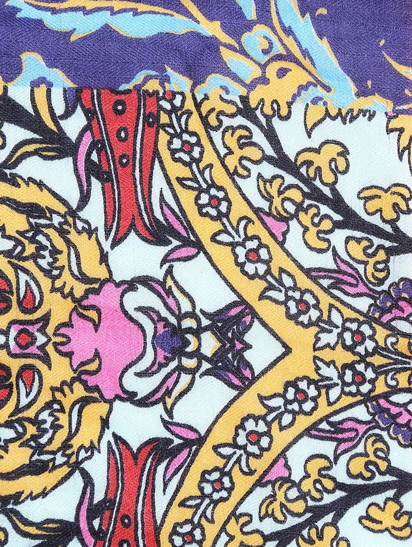 yellow printed wool stole - 15495407 - Zoom Image - 3