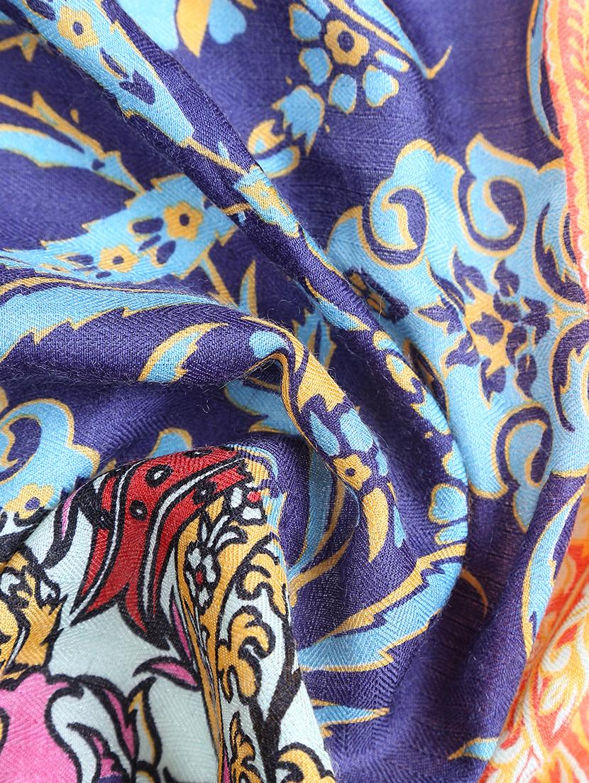 yellow printed wool stole - 15495407 - Zoom Image - 4