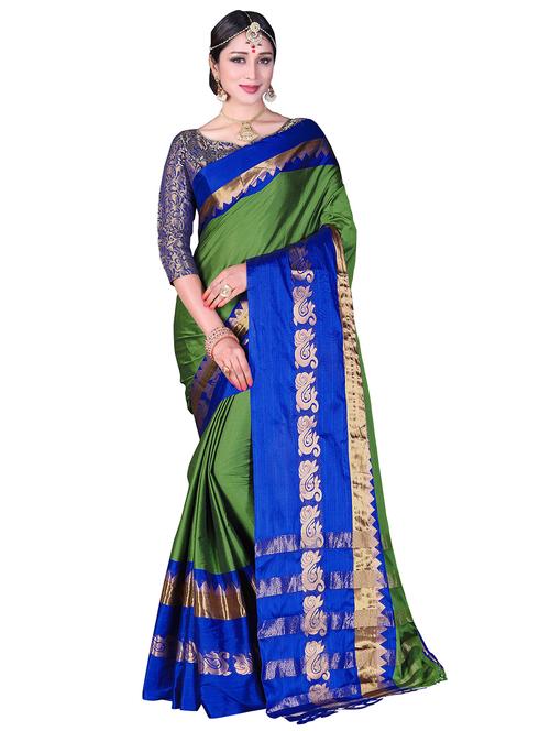 contrast zari border woven saree - 15495551 - Standard Image - 1