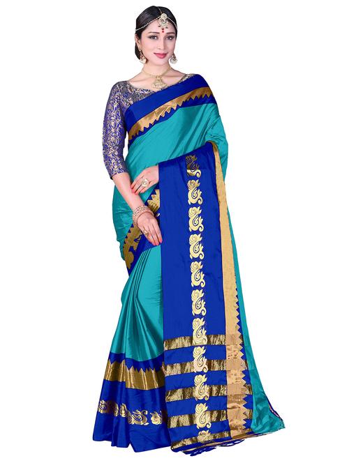 tonal shades zari border woven saree - 15495553 - Standard Image - 1