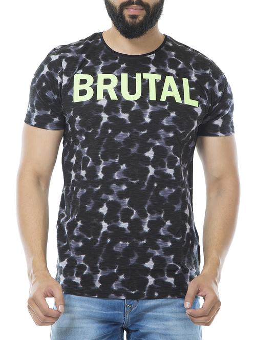 black cotton all over print t-shirt - 15495640 - Standard Image - 1