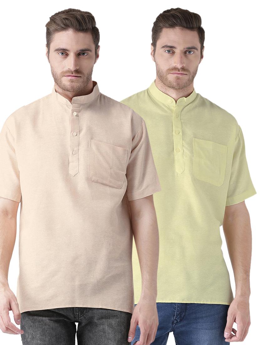 multi colored khadi short kurta - 15495705 - Zoom Image - 1
