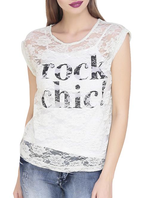 floral mesh sheer top - 15495881 - Standard Image - 1