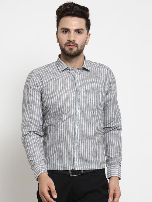 grey cotton formal shirt - 15495914 - Very Small Image - 1