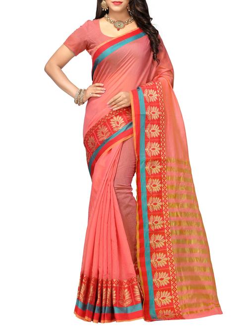 Contrast bordered kanjivaram saree with blouse - 15496465 - Very Small Image - 1